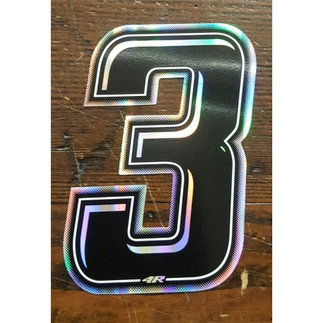 ADESIVO 4R NUMERO SLIM OLOGRAPHIC 3 NERO