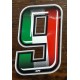 ADESIVO 4R NUMERO 9 SLIM tricolore italiano