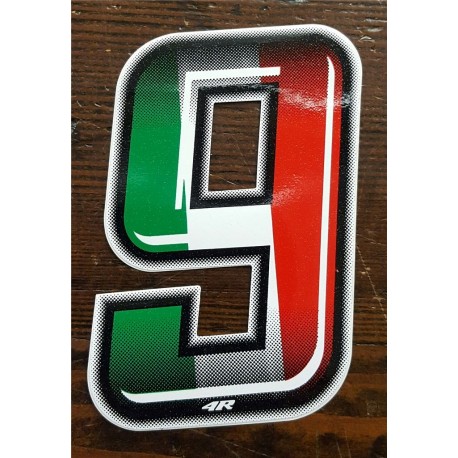 ADESIVO 4R NUMERO 9 SLIM tricolore italiano