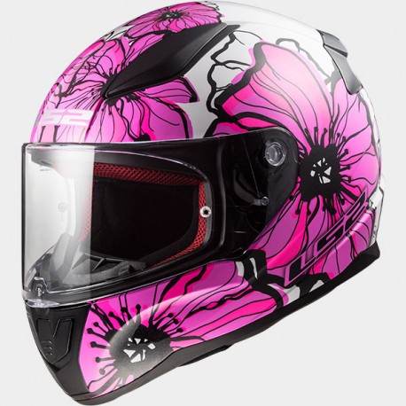 LS2 casco integrale RAPID FF353 Poppies white pink - Il Centauro sas