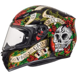 Casco MT REVENGE SKULL & ROSE lucido NERO ROSSO