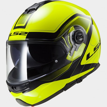 Casco Moto Modulare LS2 Doppia Visiera FF 325 Strobe Civik giallo