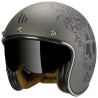 Casco jet MT LE MANS 2SV Skull & Roses  GRIGIO OPACO