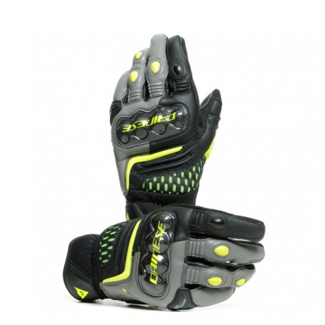 DAINESE CARBON 3 SHORT GLOVES  Black/Charcoal-Gray/Fluo-Yellow