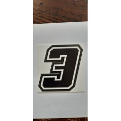 QUATTRO ERRE Numero “3” Adesivo Race Moto GP NERO 7,5X10,5 CM