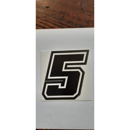 QUATTRO ERRE Numero “5” Adesivo Race Moto GP NERO 7,5X10,5 CM