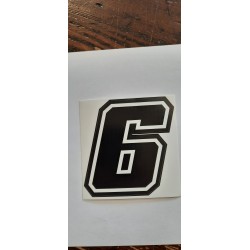 QUATTRO ERRE Numero “6” Adesivo Race Moto GP NERO 7,5X10,5 CM