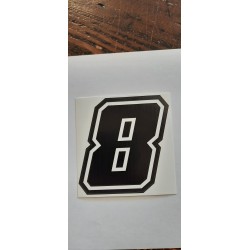 QUATTRO ERRE Numero “8” Adesivo Race Moto GP NERO 7,5X10,5 CM