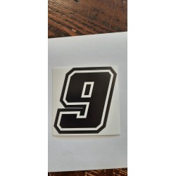 QUATTRO ERRE Numero "9” Adesivo Race Moto GP NERO 7,5X10,5 CM