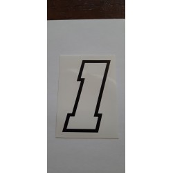 QUATTRO ERRE Numero “1” Adesivo Race Moto GP BIANCO 7,5X10,5 CM