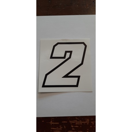 QUATTRO ERRE Numero “2” Adesivo Race Moto GP BIANCO 7,5X10,5 CM