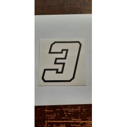 QUATTRO ERRE Numero “3” Adesivo Race Moto GP BIANCO 7,5X10,5 CM