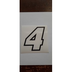 QUATTRO ERRE Numero “4” Adesivo Race Moto GP BIANCO 7,5X10,5 CM
