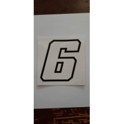 QUATTRO ERRE Numero “6” Adesivo Race Moto GP BIANCO 7,5X10,5 CM