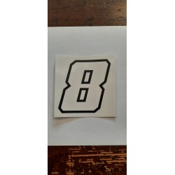 QUATTRO ERRE Numero “8” Adesivo Race Moto GP BIANCO 7,5X10,5 CM