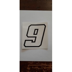 QUATTRO ERRE Numero “9” Adesivo Race Moto GP BIANCO 7,5X10,5 CM