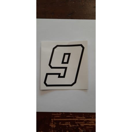 QUATTRO ERRE Numero “9” Adesivo Race Moto GP BIANCO 7,5X10,5 CM