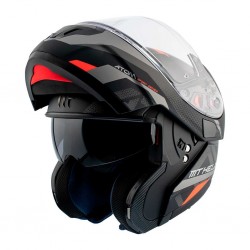 Casco Moto Modulare Omologato P/J Mt Helmet ATOM sv SKILL A1 Nero Opaco-Rosso