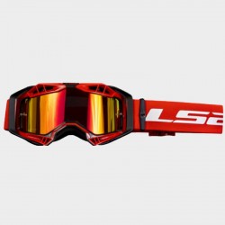 MASCHERA DA MOTOCROSS LS2 AURA PRO BLACK RED CON LENTE IRIDIUM