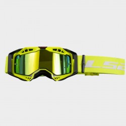 MASCHERA DA MOTOCROSS LS2 AURA PRO BLACK H-V YELLOW CON LENTE IRIDIUM