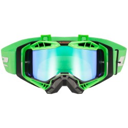 MASCHERA DA MOTOCROSS LS2 AURA PRO BLACK H-V GREEN CON LENTE IRIDIUM